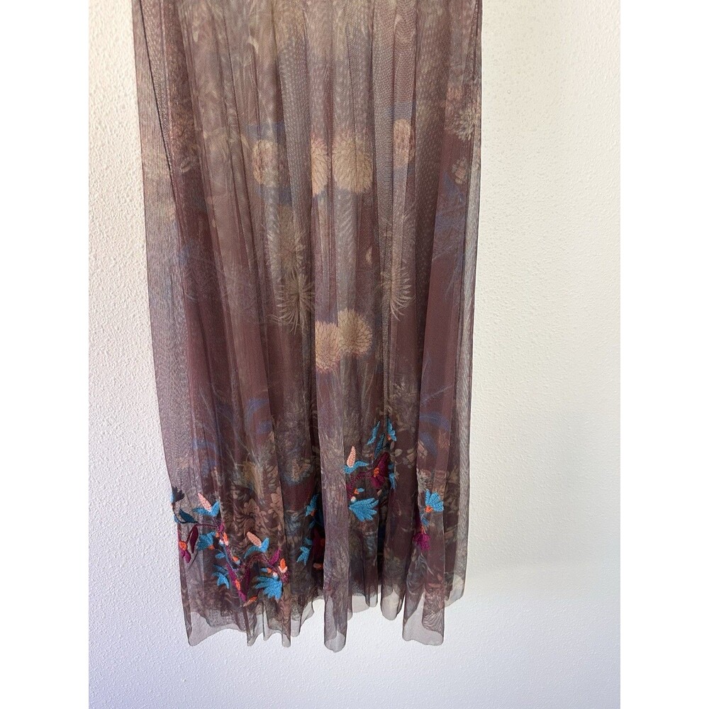 BIYA Johnny Was V Neck Embroidered Nylon Mesh Maxi Dress No Slip 36” Bust - Picture 12 of 16